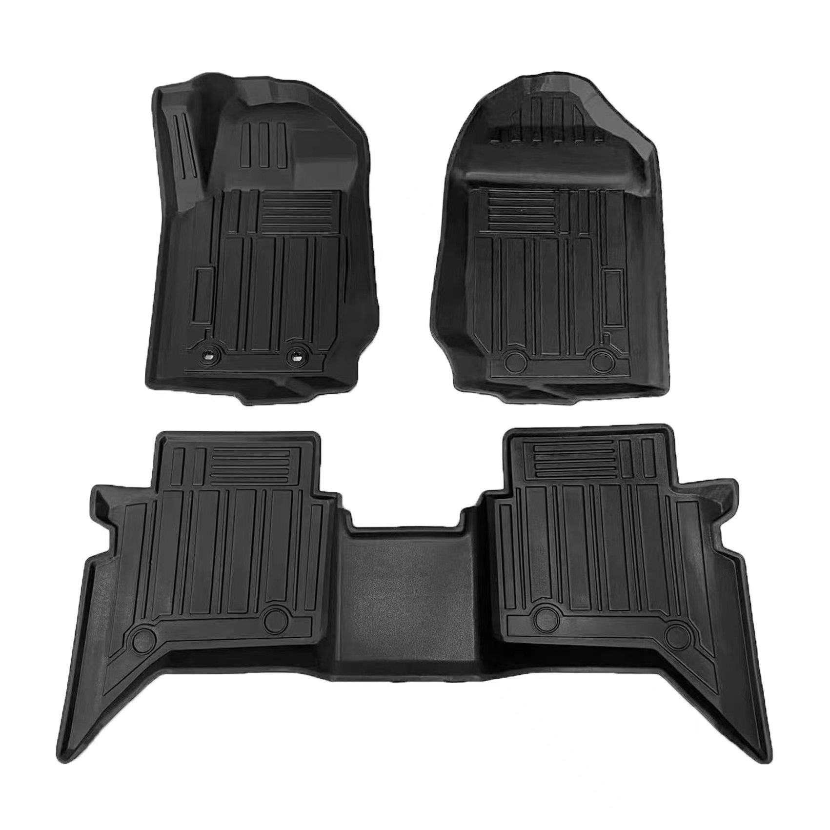 TPE Car Floor Mats Compatible for 2015-2020 Mazda BT-50 Environment Rubber Car Mats Durable & Waterproof Include 1st And 2nd Row Front & Rear,Black