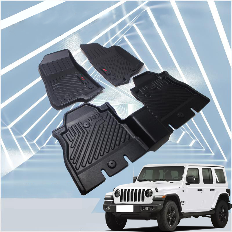 Floor Mats Fit for 2018-2023 Jeep Wrangler JL/JK,TPE All Weather Car Liners，Custom Fit 1st & 2nd Row Floor Liners, Black